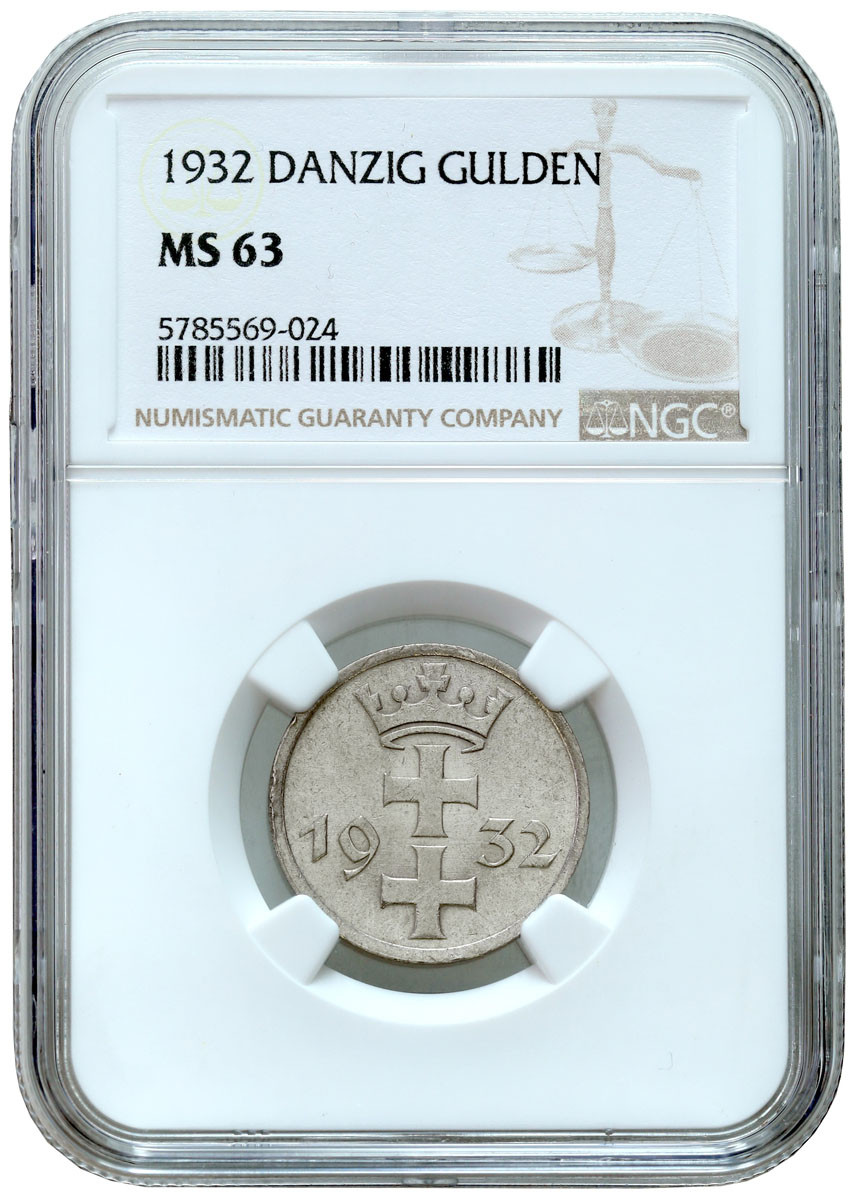 Wolne Miasto Gdańsk. Gulden 1932 NGC MS63 - PIĘKNY